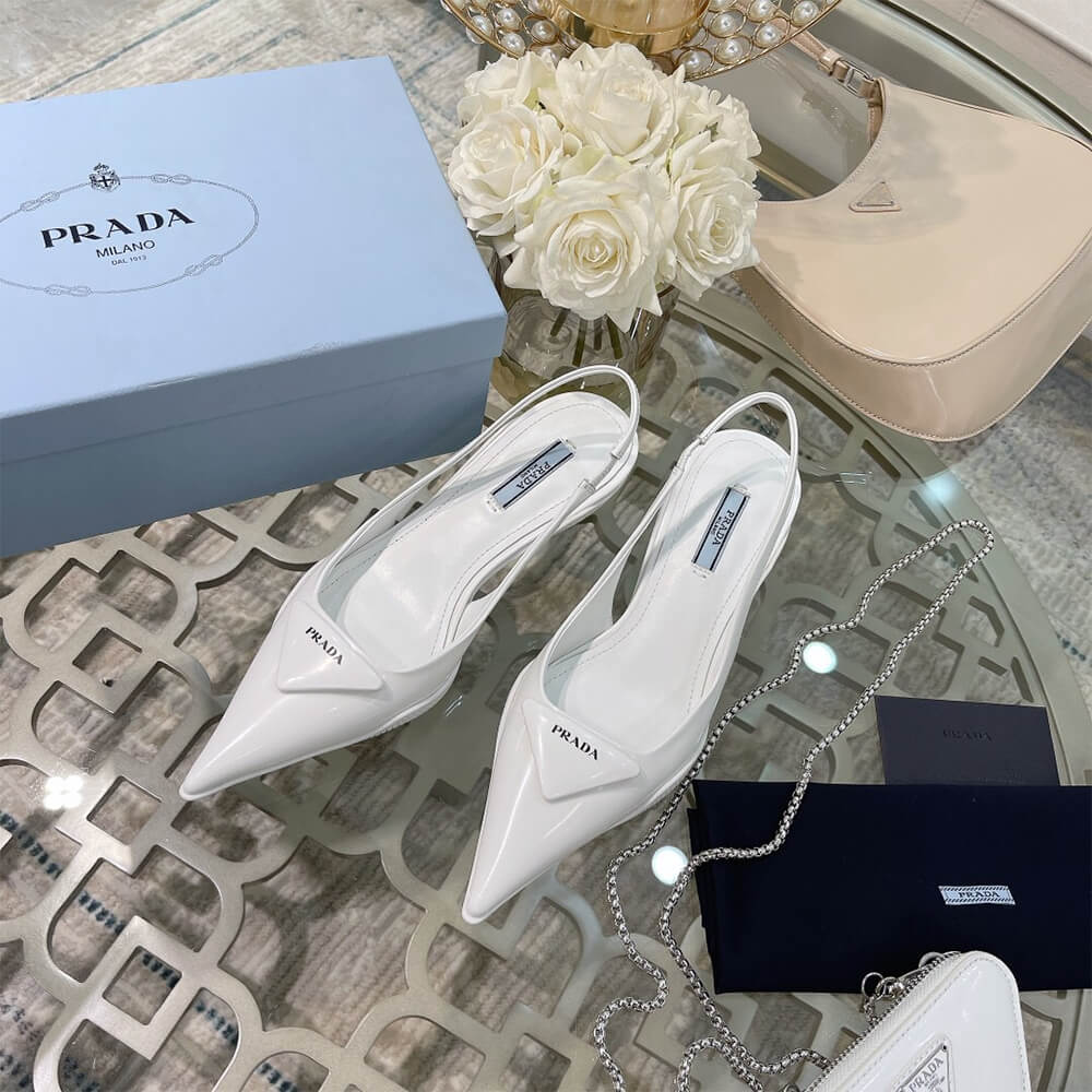 Pra*a Brushed Leather Slingback Pumps