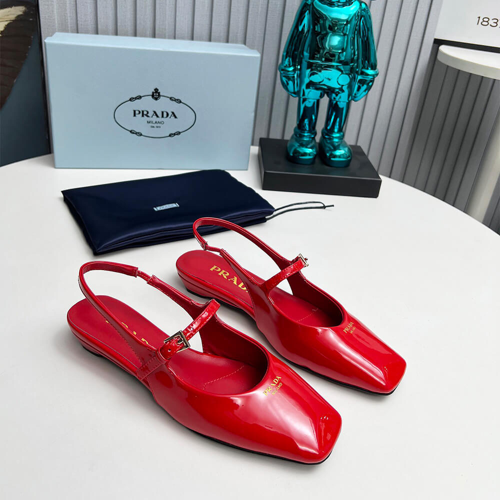Pra*a Patent Leather Slingback Ballerinas