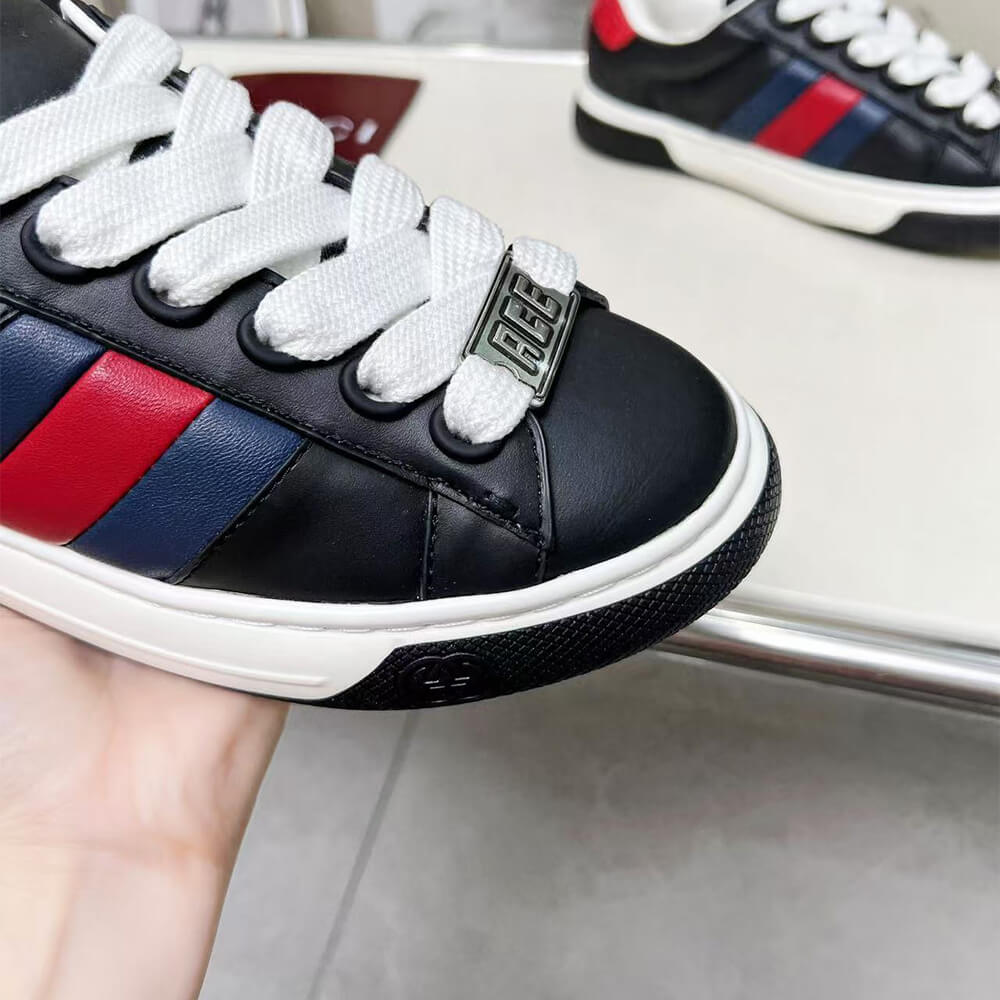Gvc*1 Ace Web Stripe leather sneakers
