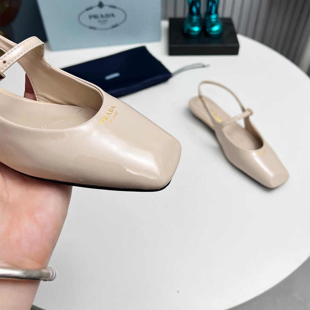 Pra*a Patent Leather Slingback Ballerinas