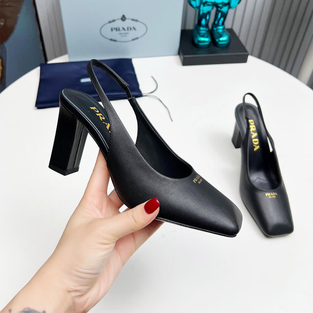 Pra*a Leather Slingback Pumps 85 mm