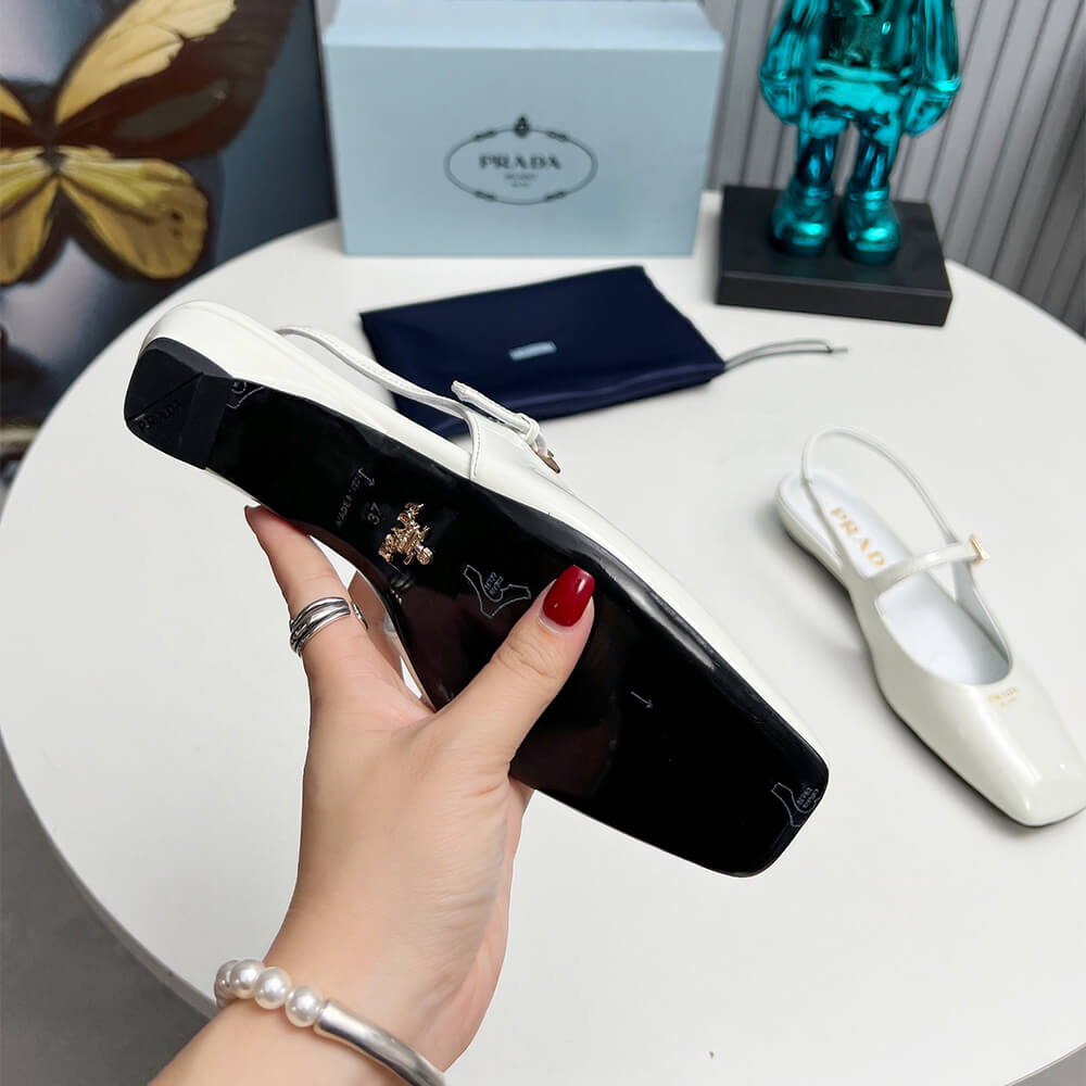 Pra*a Patent Leather Slingback Ballerinas