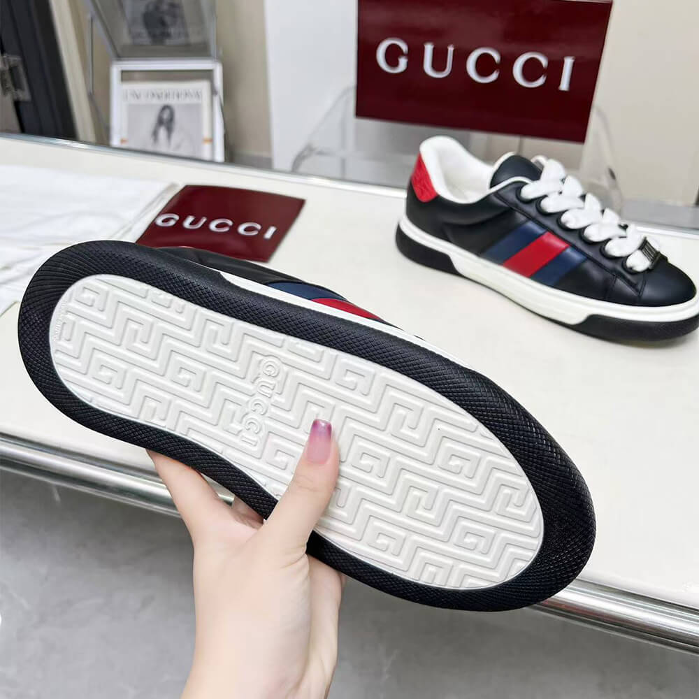 Gvc*1 Ace Web Stripe leather sneakers