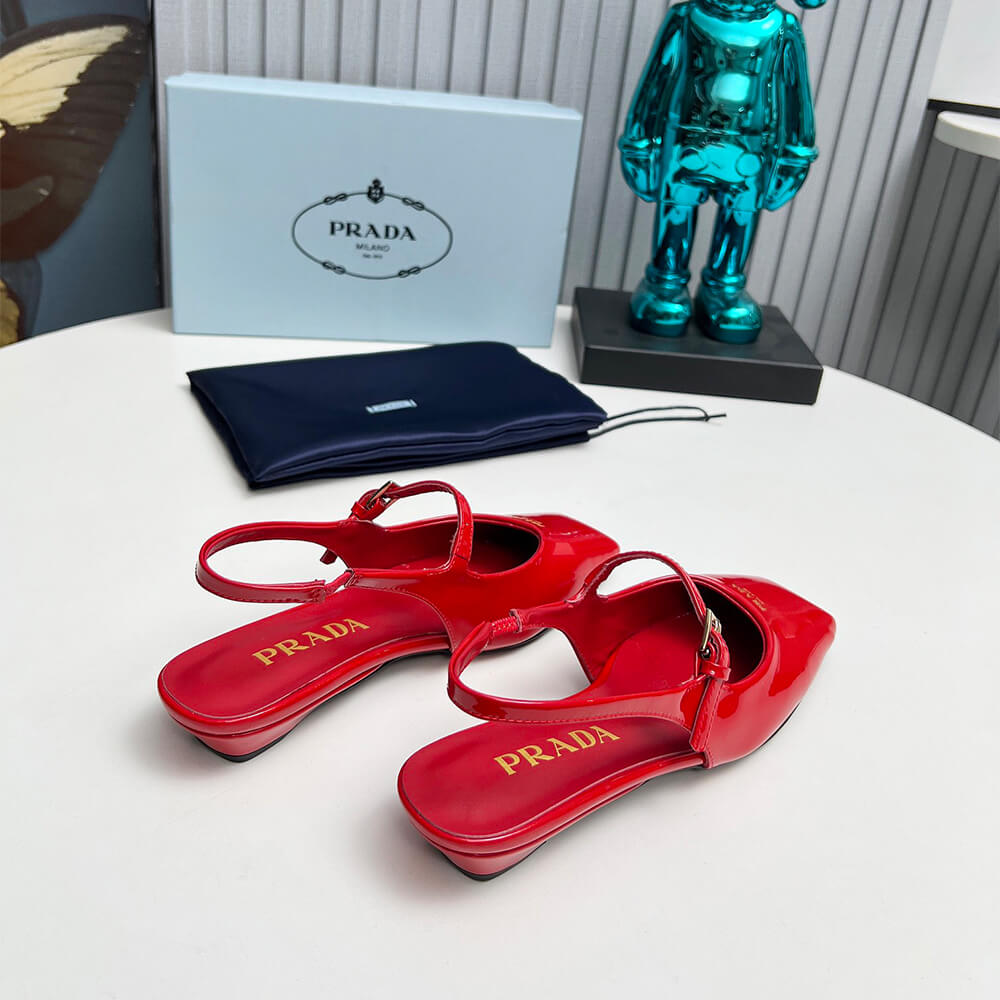 Pra*a Patent Leather Slingback Ballerinas