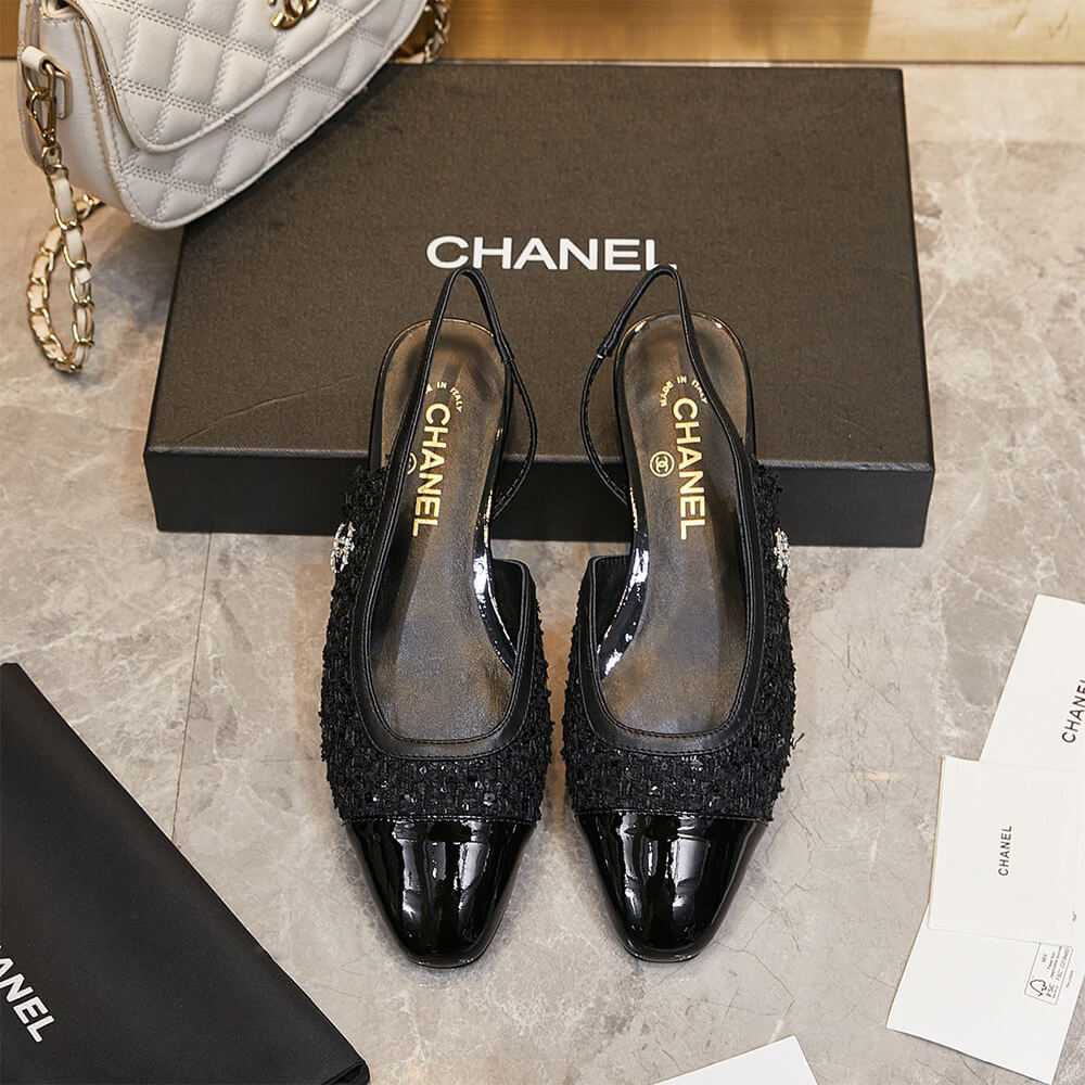 Ch**el D1am0nd Buckle Slingbacks
