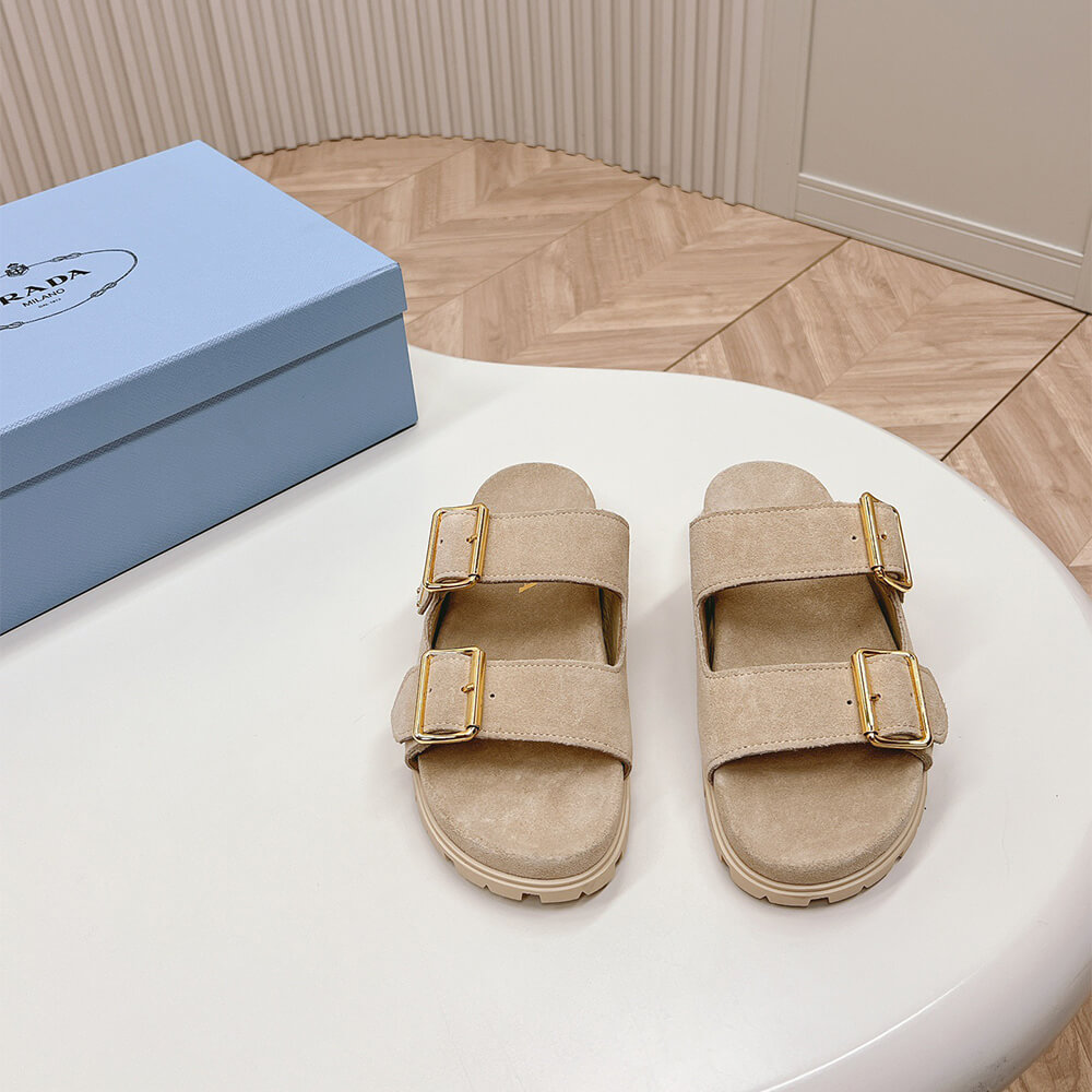 Pra*a Suede strap slides