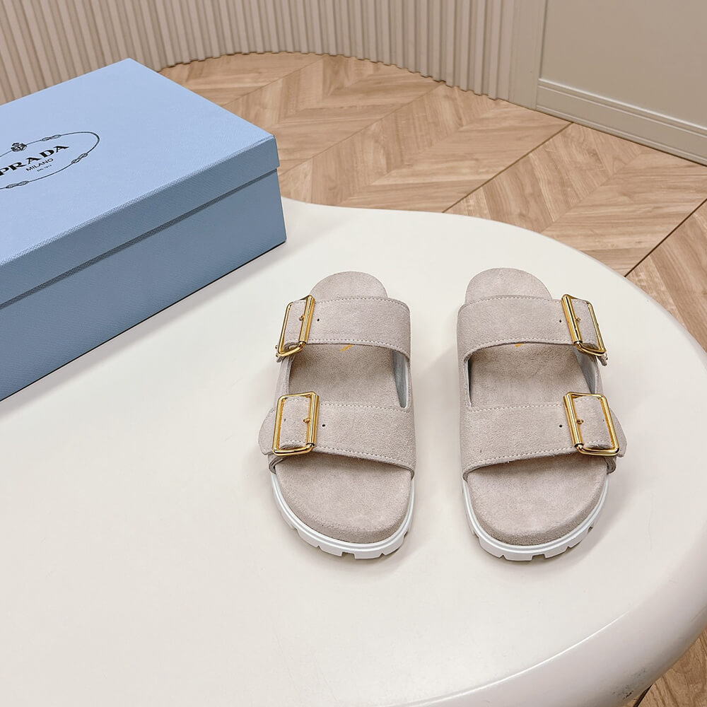 Pra*a Suede strap slides