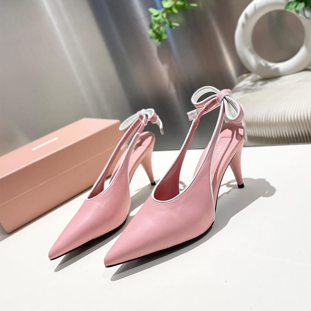 M1um1u Nappa leather slingback pumps
