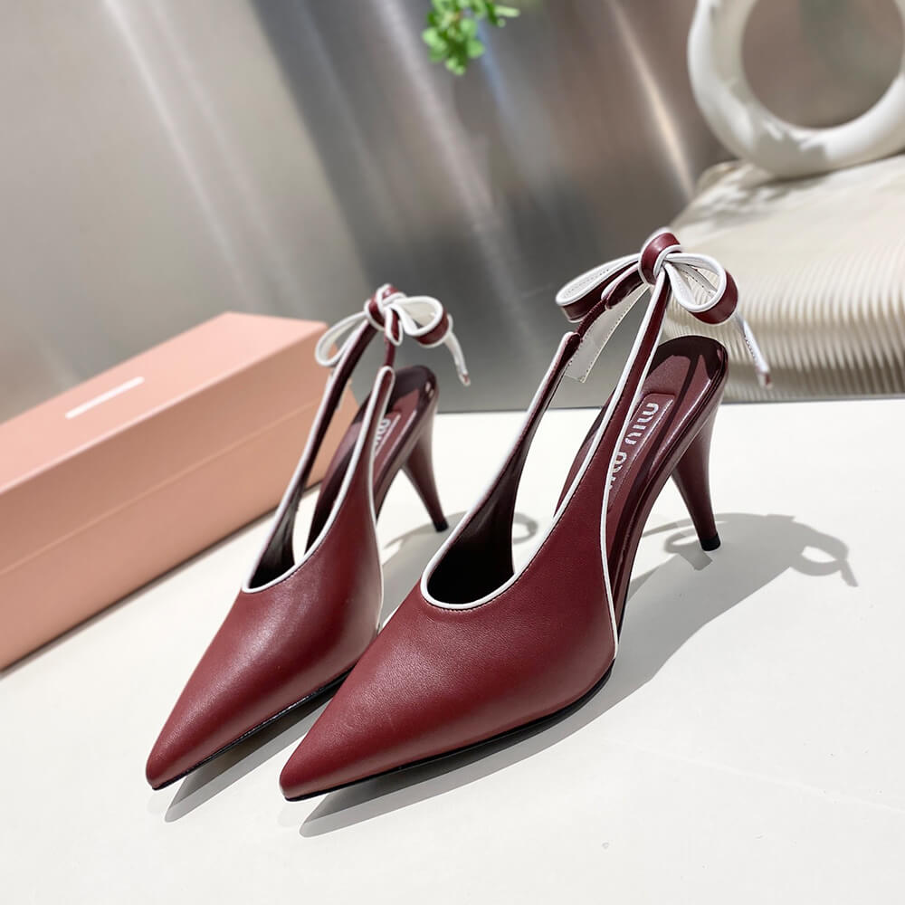 M1um1u Nappa leather slingback pumps