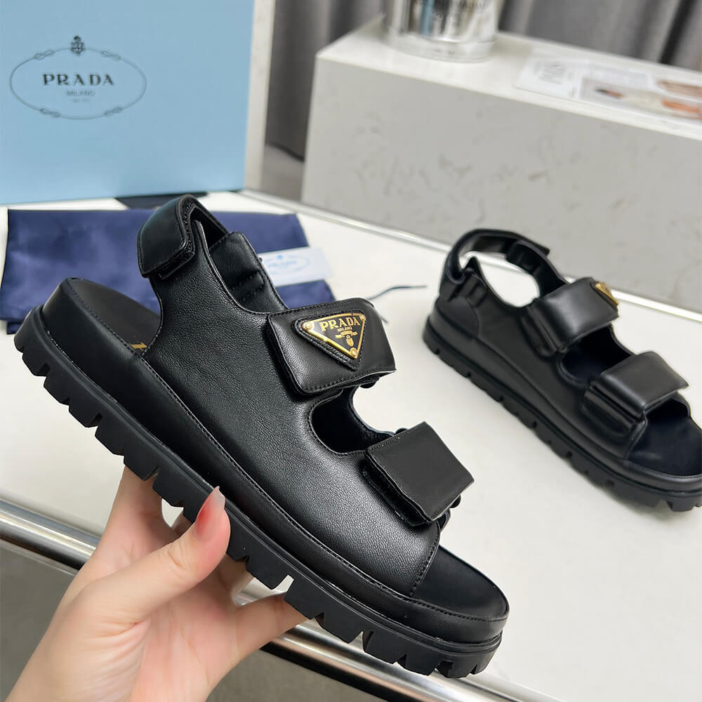 Pra*a Nappa leather sandals