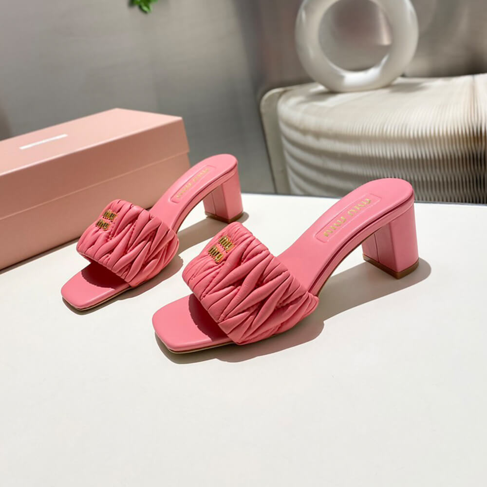 M1um1u Matelass?? nappa leather slides