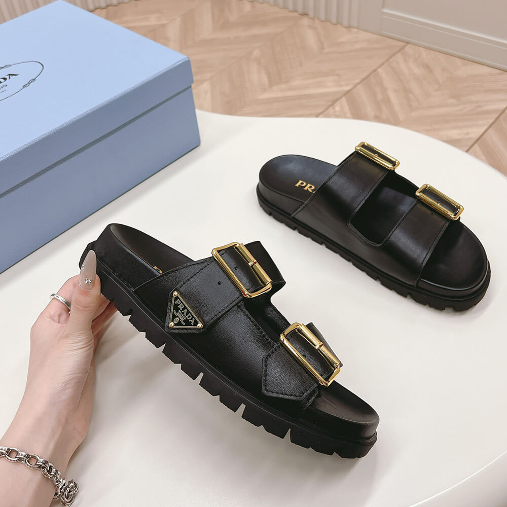 Pra*a Nappa leather slides