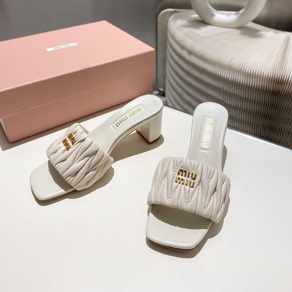 M1um1u Matelass?? nappa leather slides