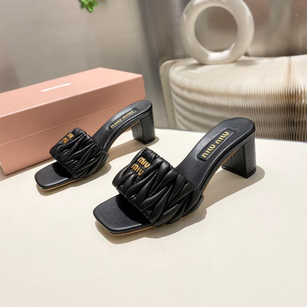M1um1u Matelass?? nappa leather slides