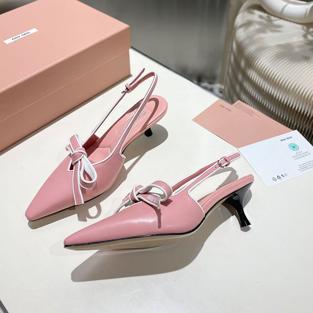 M1um1u Nappa leather slingback pumps