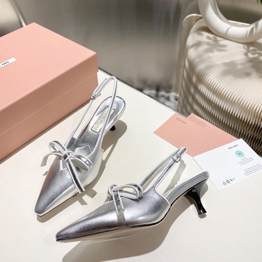 M1um1u Nappa leather slingback pumps