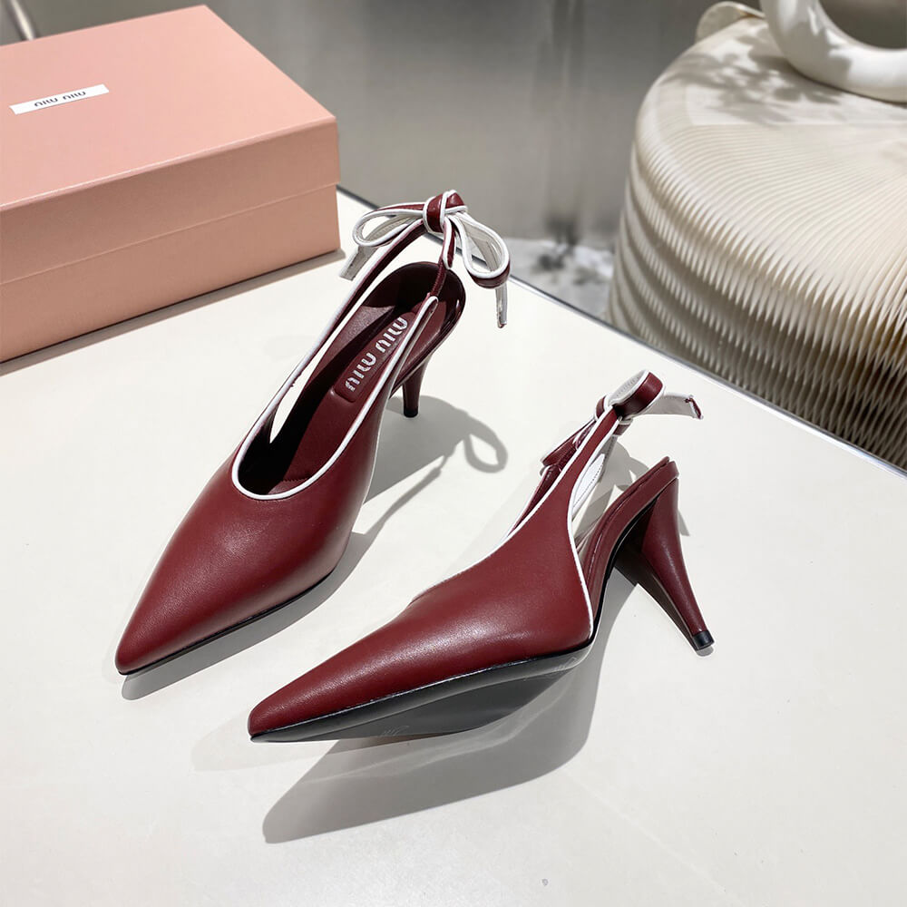 M1um1u Nappa leather slingback pumps