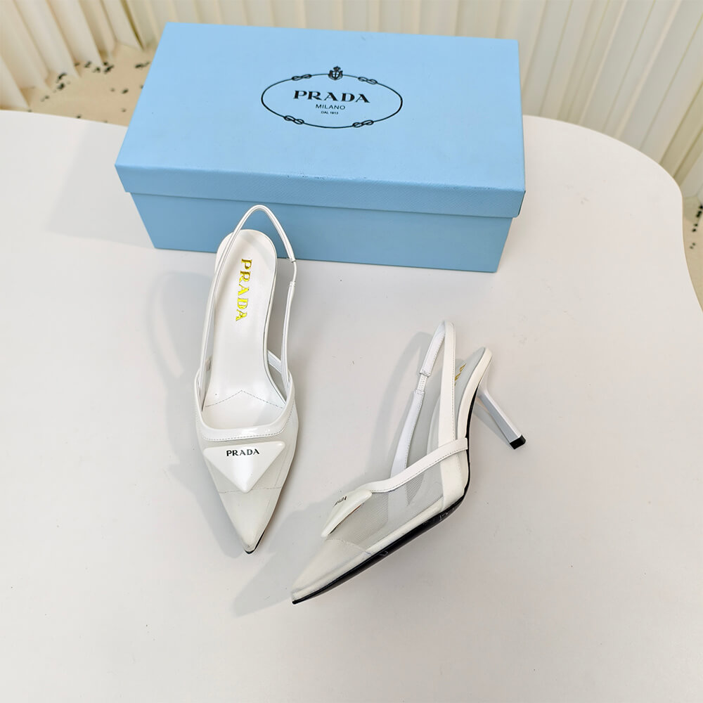 Pra*a Mesh fabric slingback pumps
