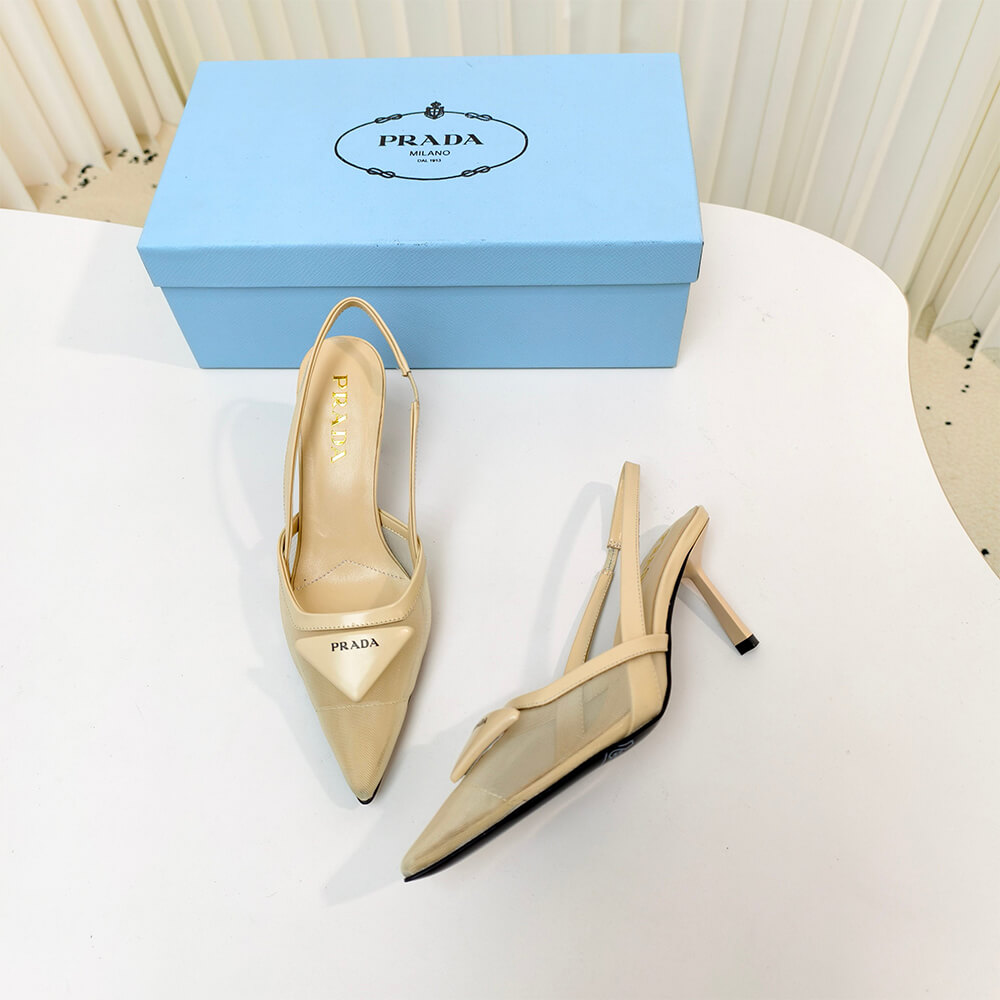 Pra*a Mesh fabric slingback pumps