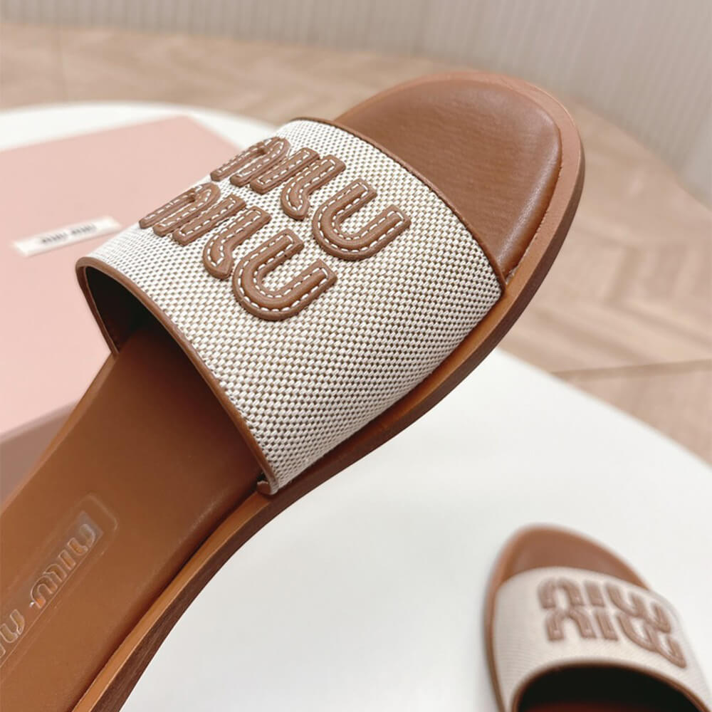 M1um1u Canvas and leather slides