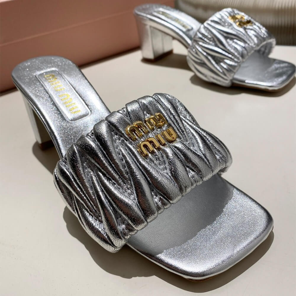 M1um1u Matelass?? nappa leather slides