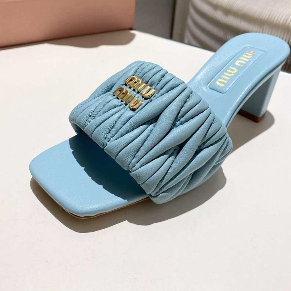 M1um1u Matelass?? nappa leather slides