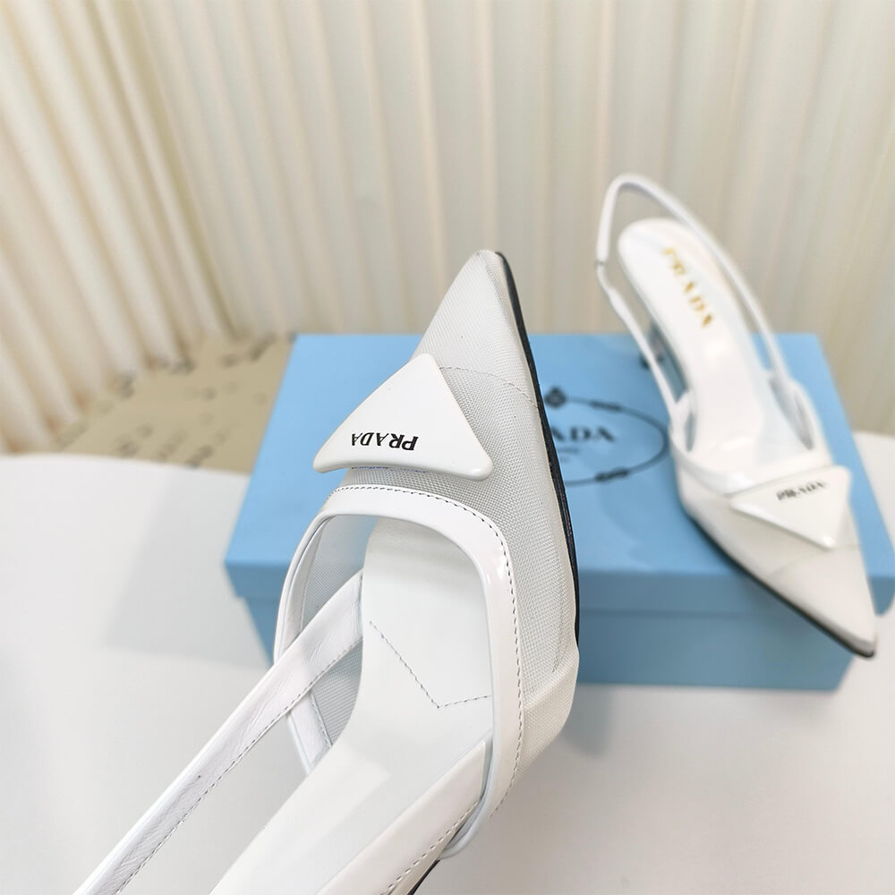 Pra*a Mesh fabric slingback pumps