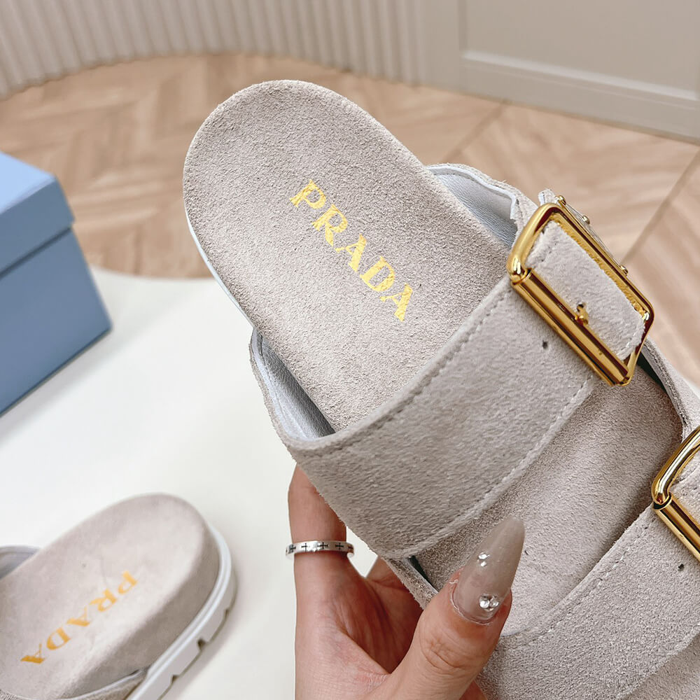 Pra*a Suede strap slides