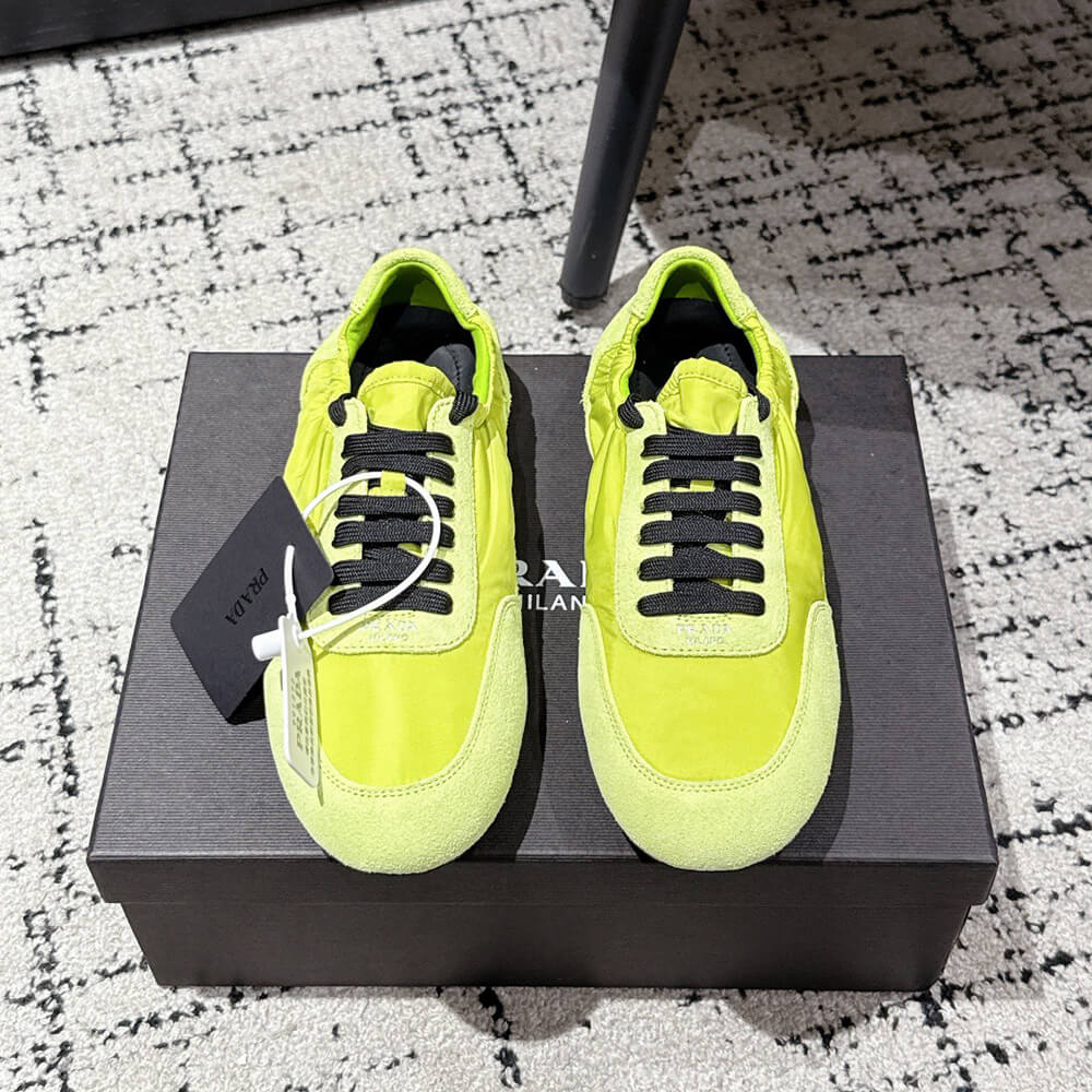 Pra*a Collapse Re-Nylon and suede elasticized sneakers