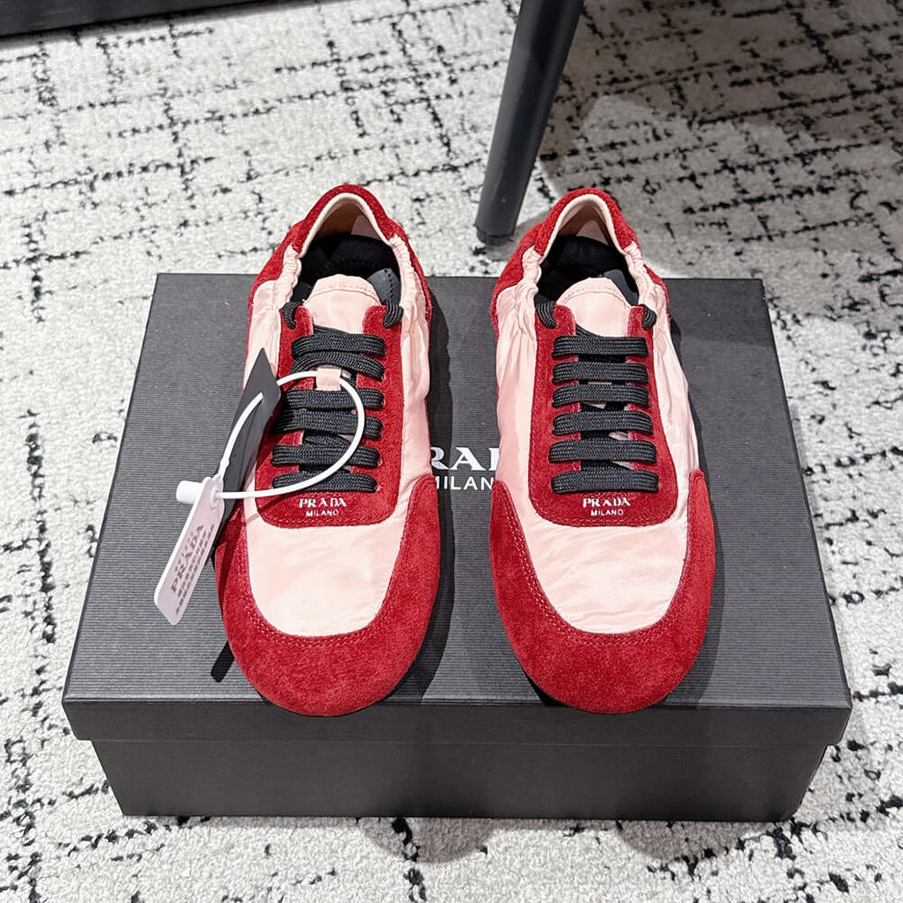 Pra*a Collapse Re-Nylon and suede elasticized sneakers
