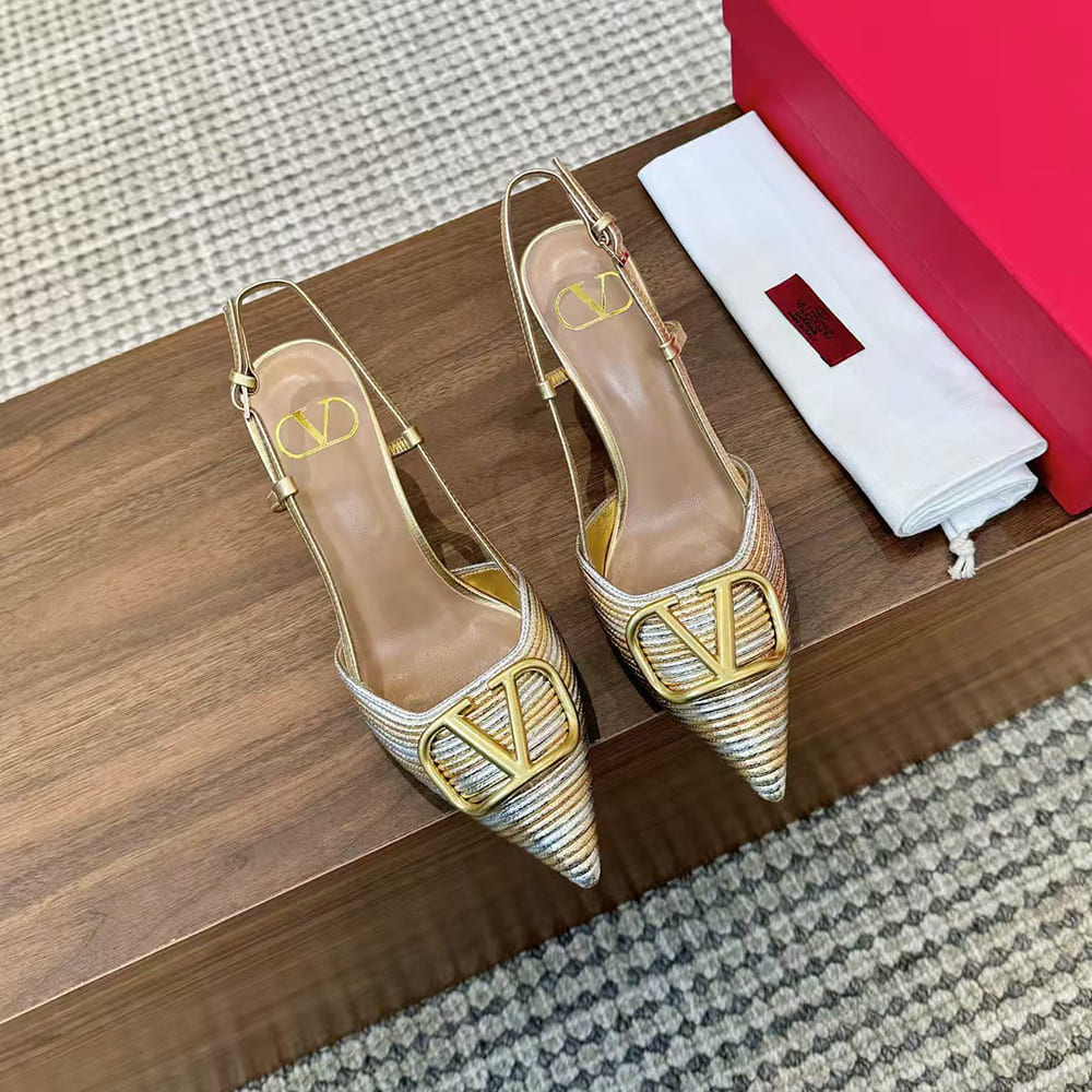 Va1e*ntin0 VLOGO SIGNATURE metallic slingback high heels (heel height 8 cm)