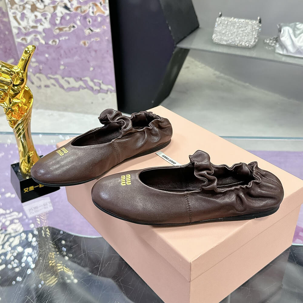 M1um1u Ruches Nappa Leather ballet flats