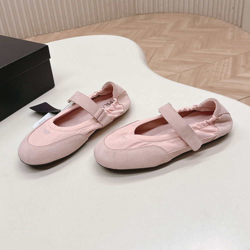 Pra*a Re-Nylon and suede ballet flats