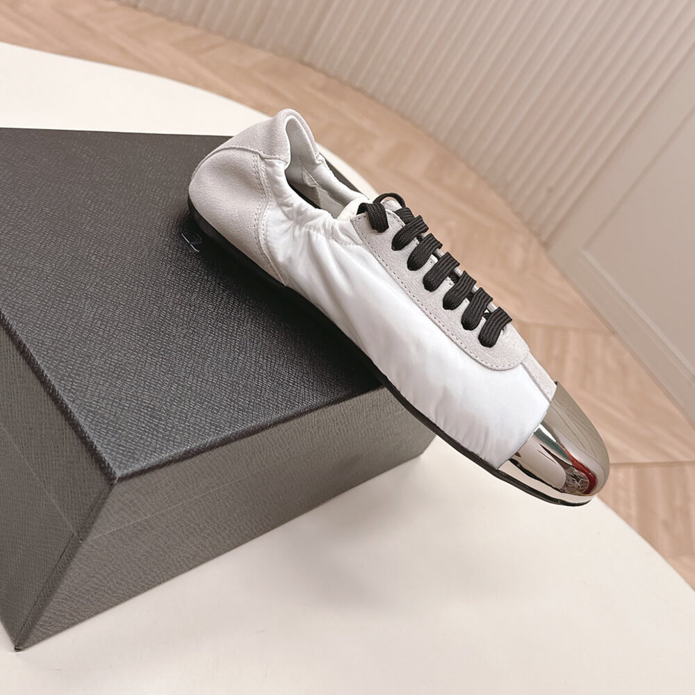 Pra*a Collapse Re-Nylon and suede sneakers with metal toecap