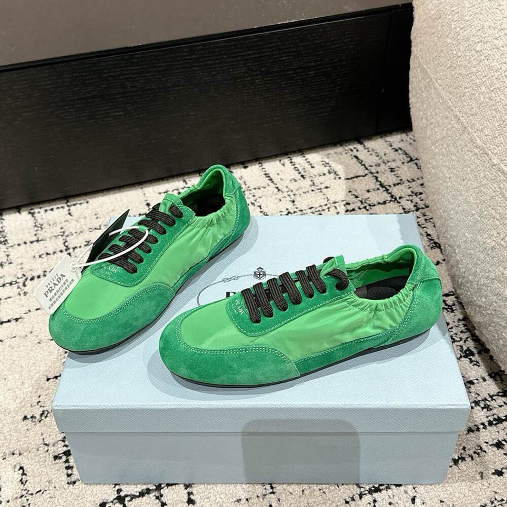 Pra*a Collapse Re-Nylon and suede elasticized sneakers