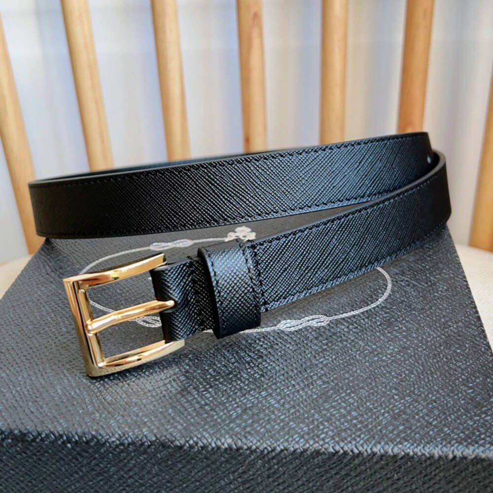 Pra*a Saffiano leather belt