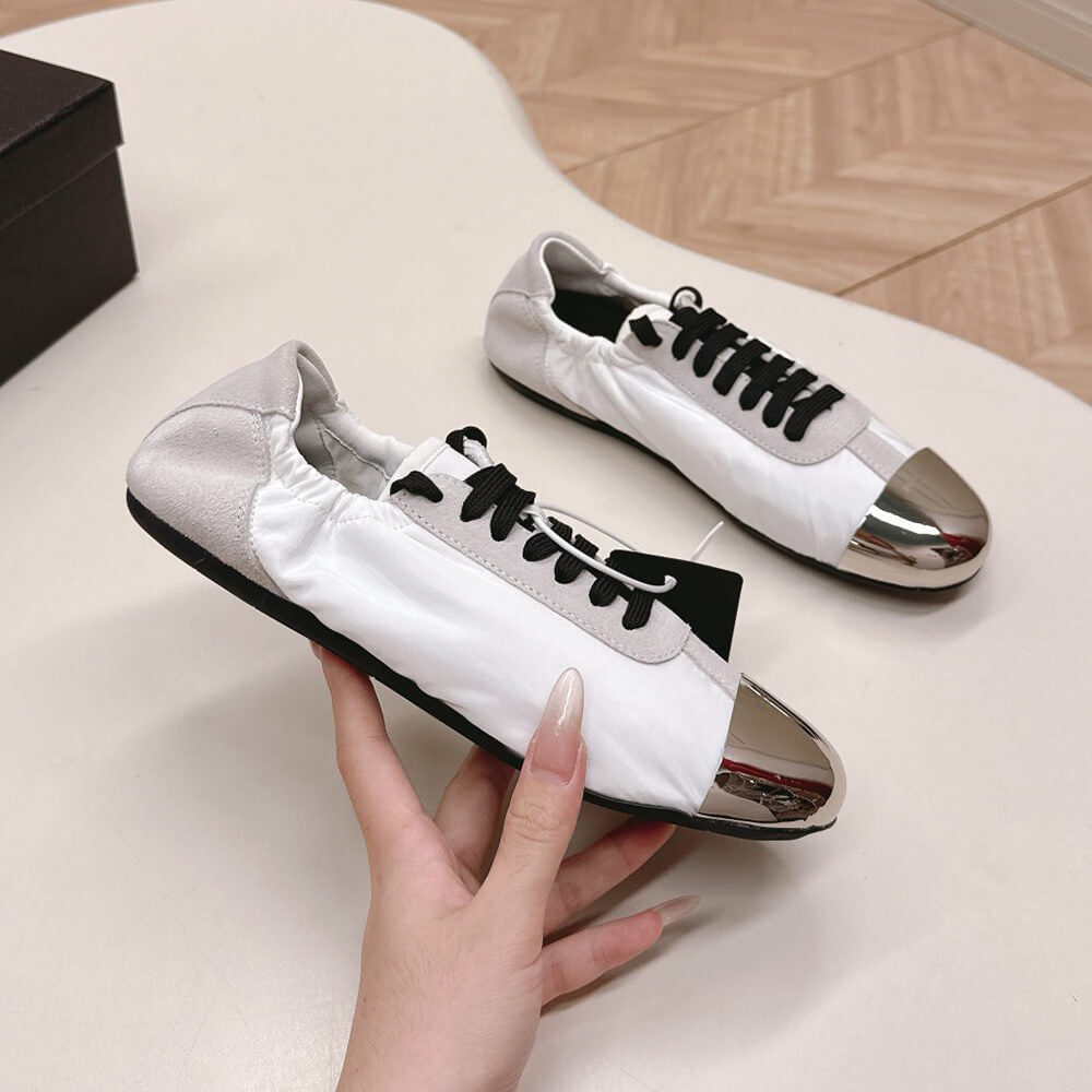 Pra*a Collapse Re-Nylon and suede sneakers with metal toecap