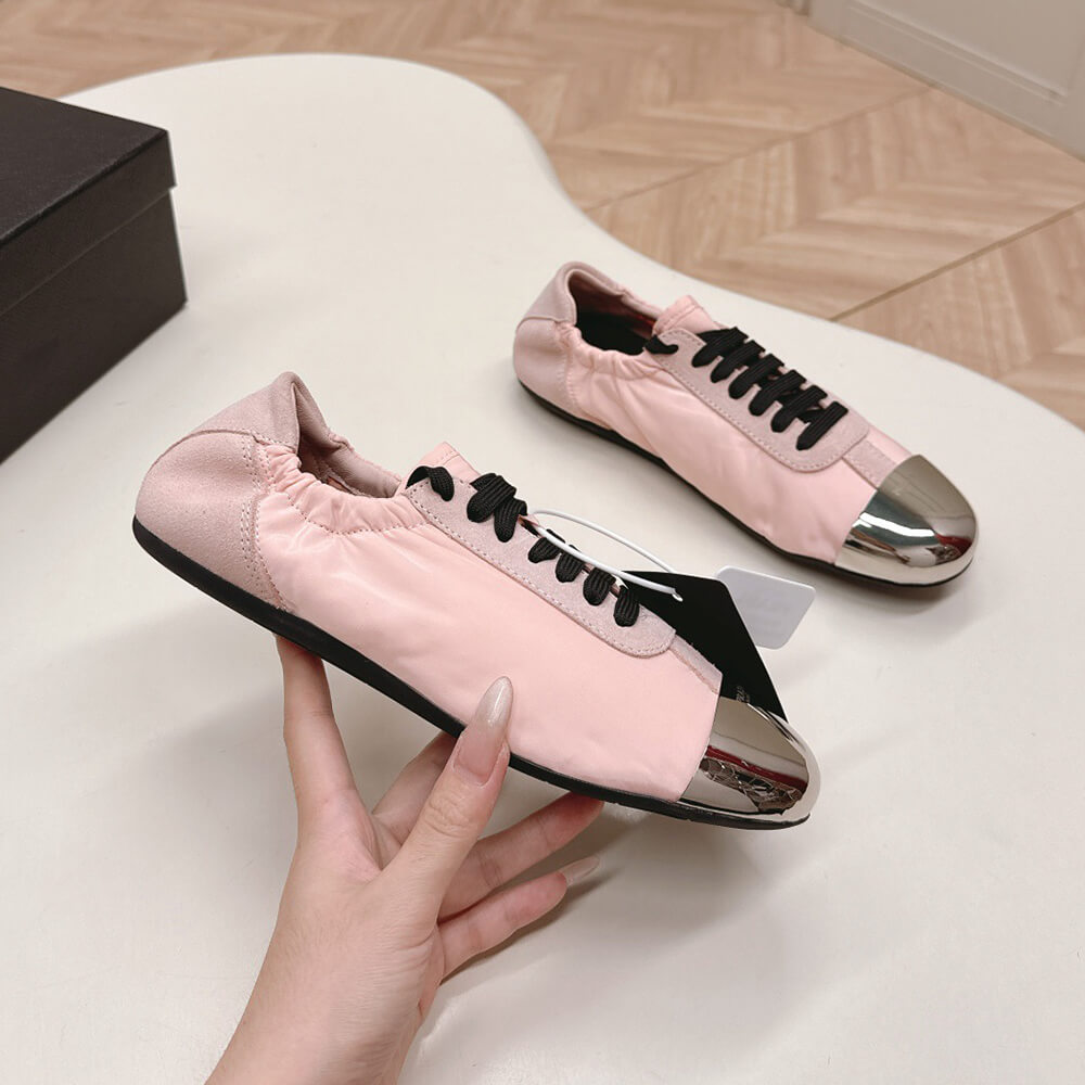 Pra*a Collapse Re-Nylon and suede sneakers with metal toecap