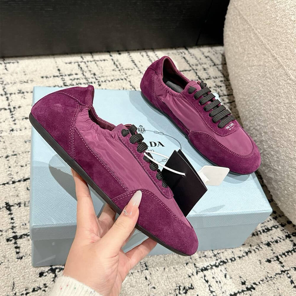 Pra*a Collapse Re-Nylon and suede sneakers