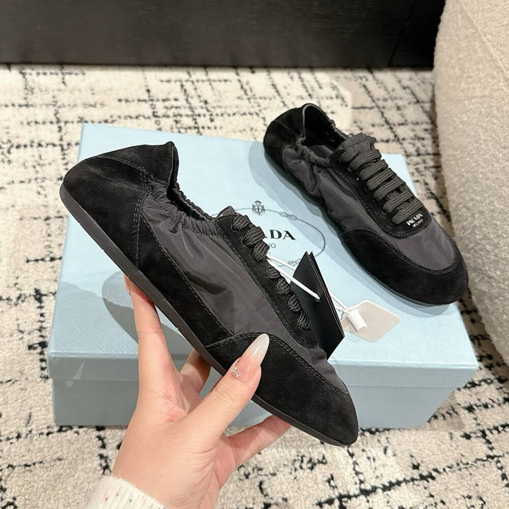 Pra*a Collapse Re-Nylon and suede sneakers