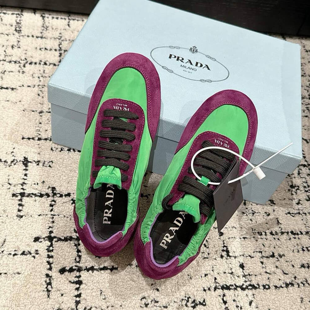 Pra*a Collapse Re-Nylon and suede elasticized sneakers
