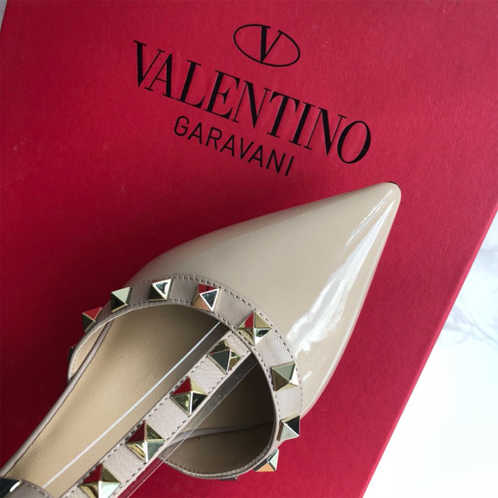 Va1e*ntin0 ROCKSTUD Wrap-around ankle strap rivet high heels (heel height 6.5 cm)