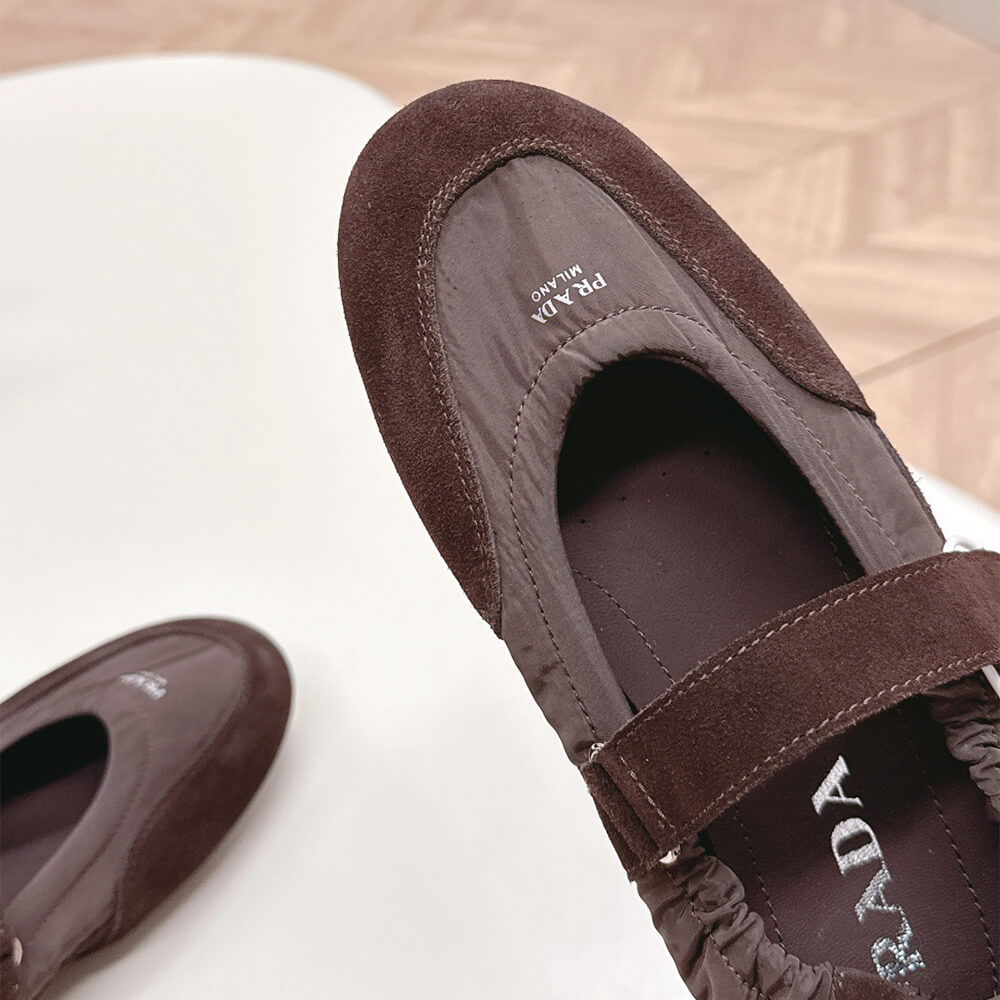 Pra*a Re-Nylon and suede ballet flats