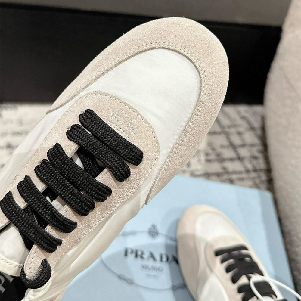 Pra*a Collapse Re-Nylon and suede sneakers