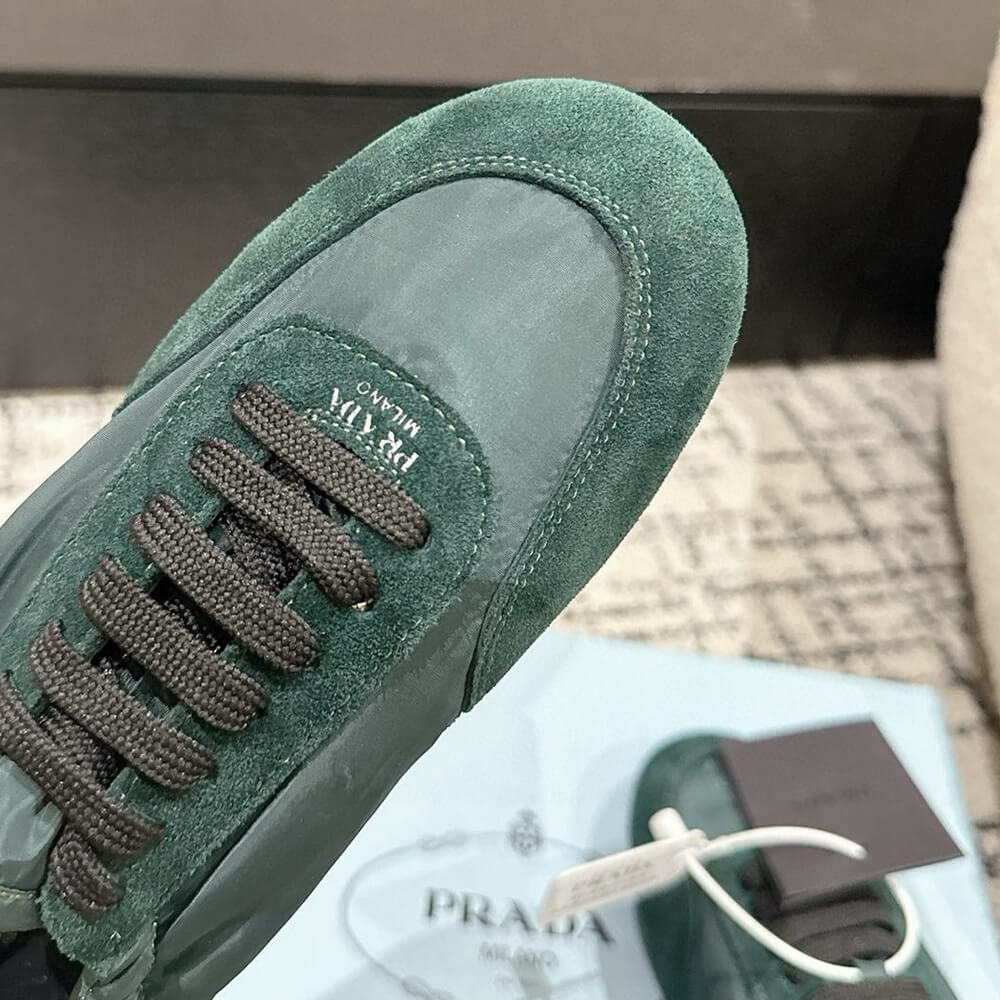 Pra*a Collapse Re-Nylon and suede elasticized sneakers