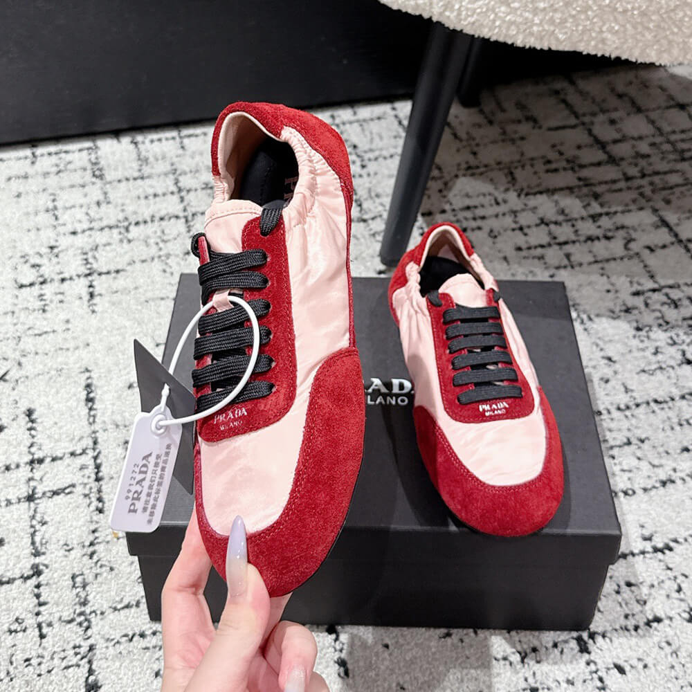 Pra*a Collapse Re-Nylon and suede elasticized sneakers