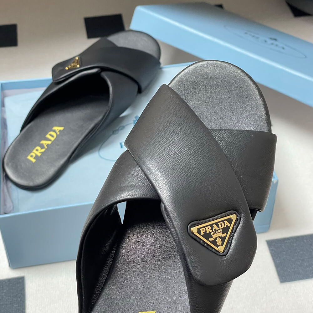 Pra*a Padded nappa leather slides