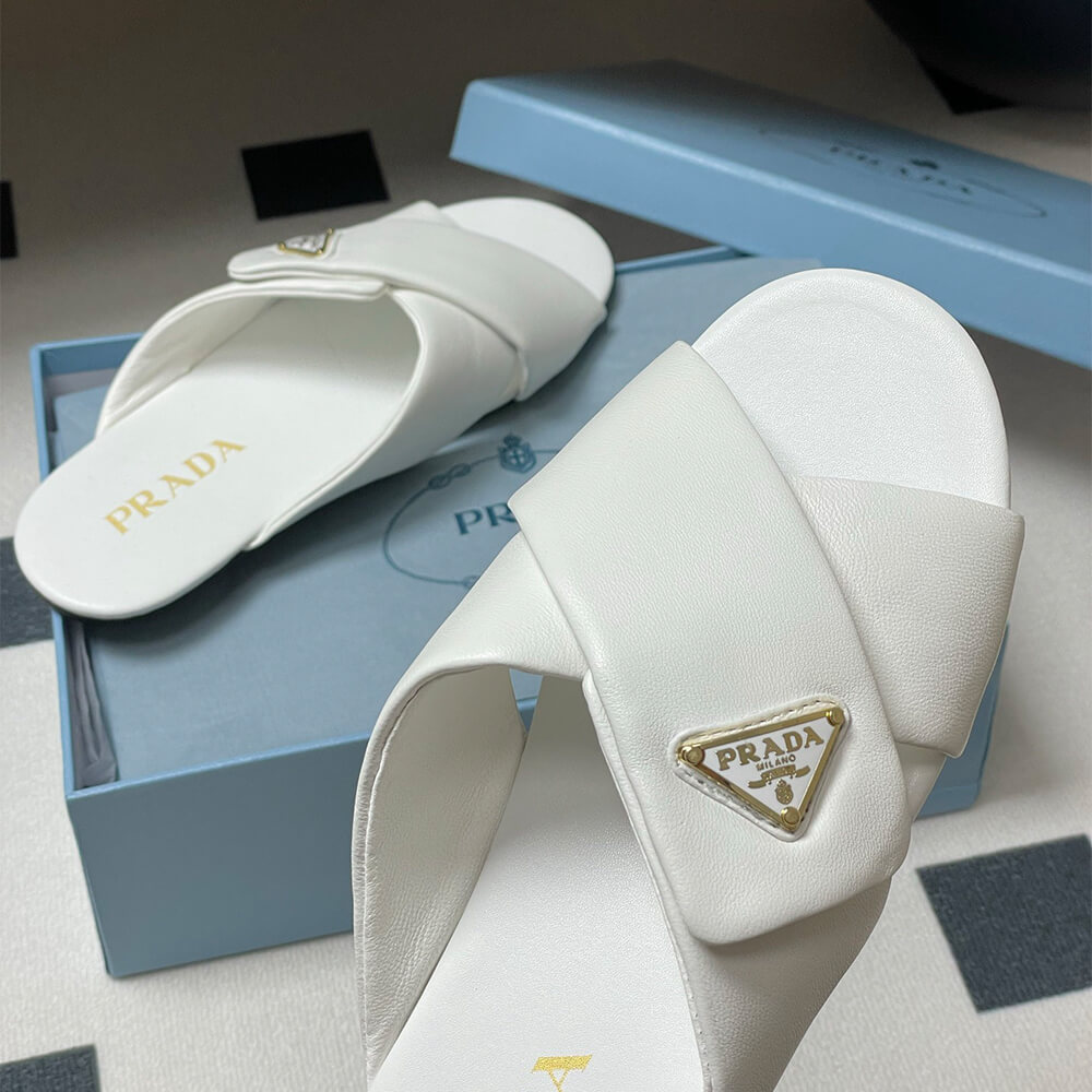 Pra*a Padded nappa leather slides