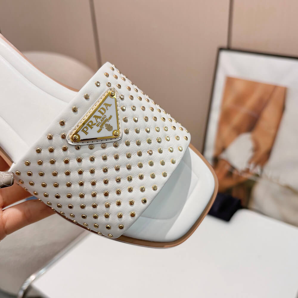 Pra*a Nappa leather slides with studs