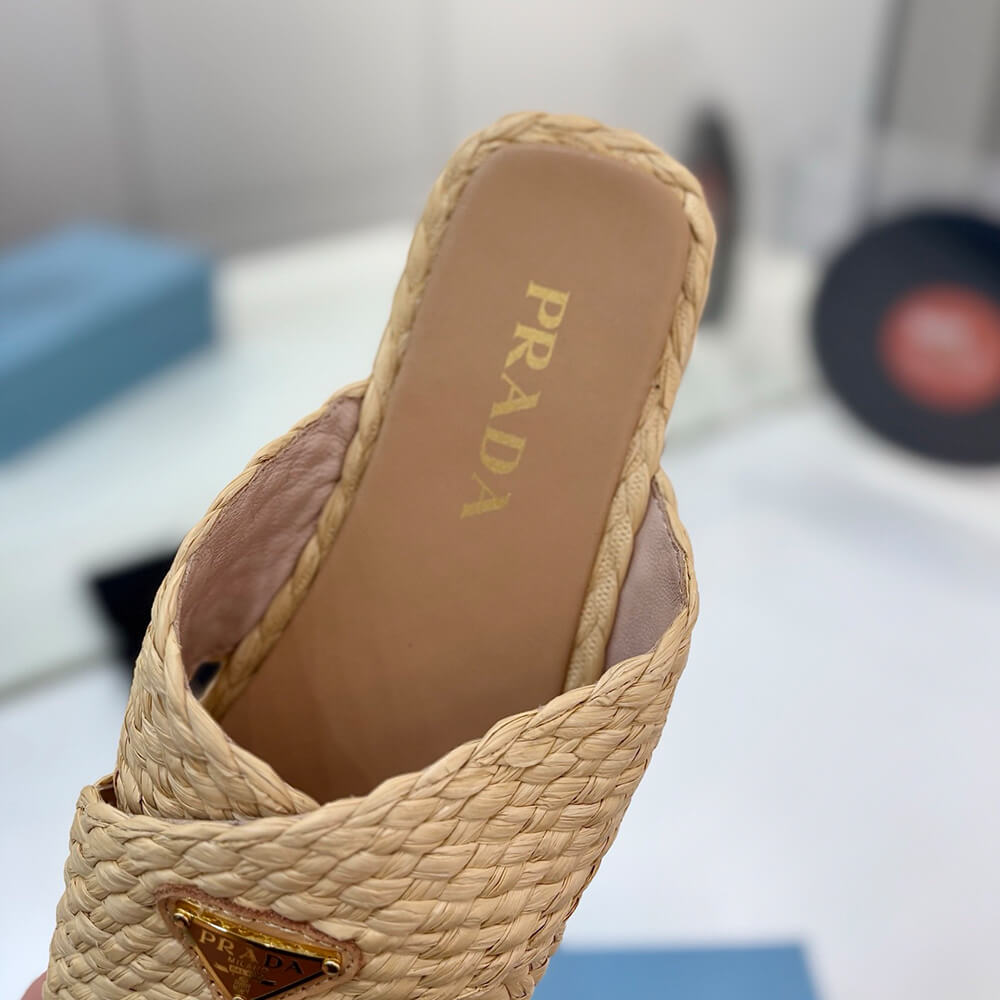 Pra*a Raffia crisscross slides